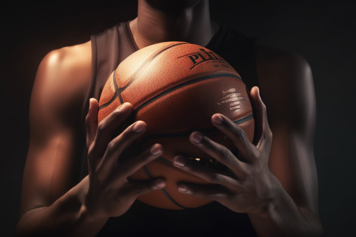 A man holding a basketball