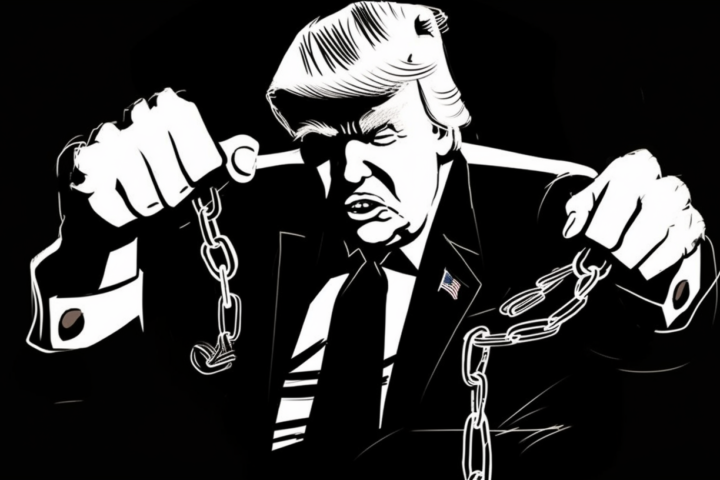 Donald Trump in handcuffs