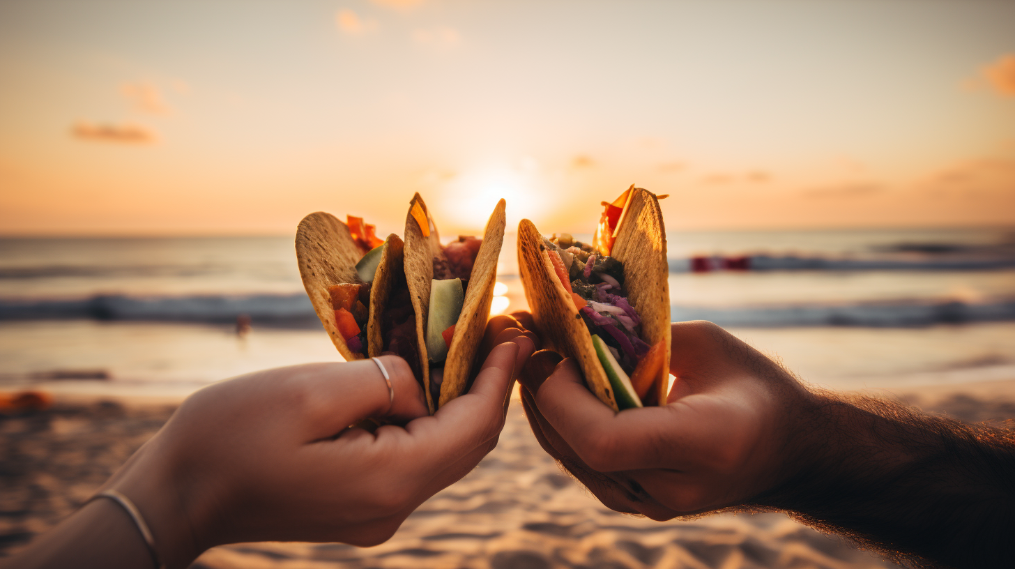 A couple sharing tacos on the North Shore