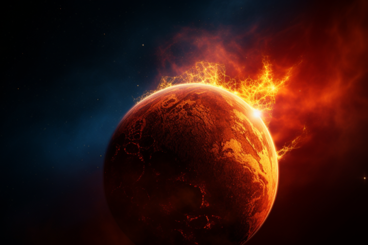 An astroid speeding through space