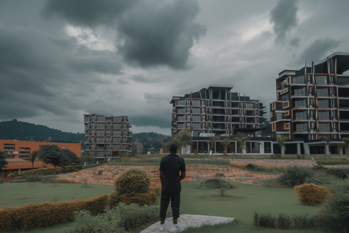 Man standing in front of a hotel