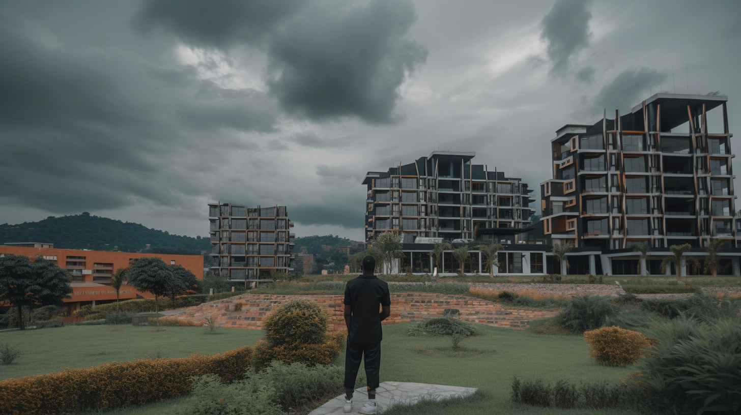 Man standing in front of a hotel