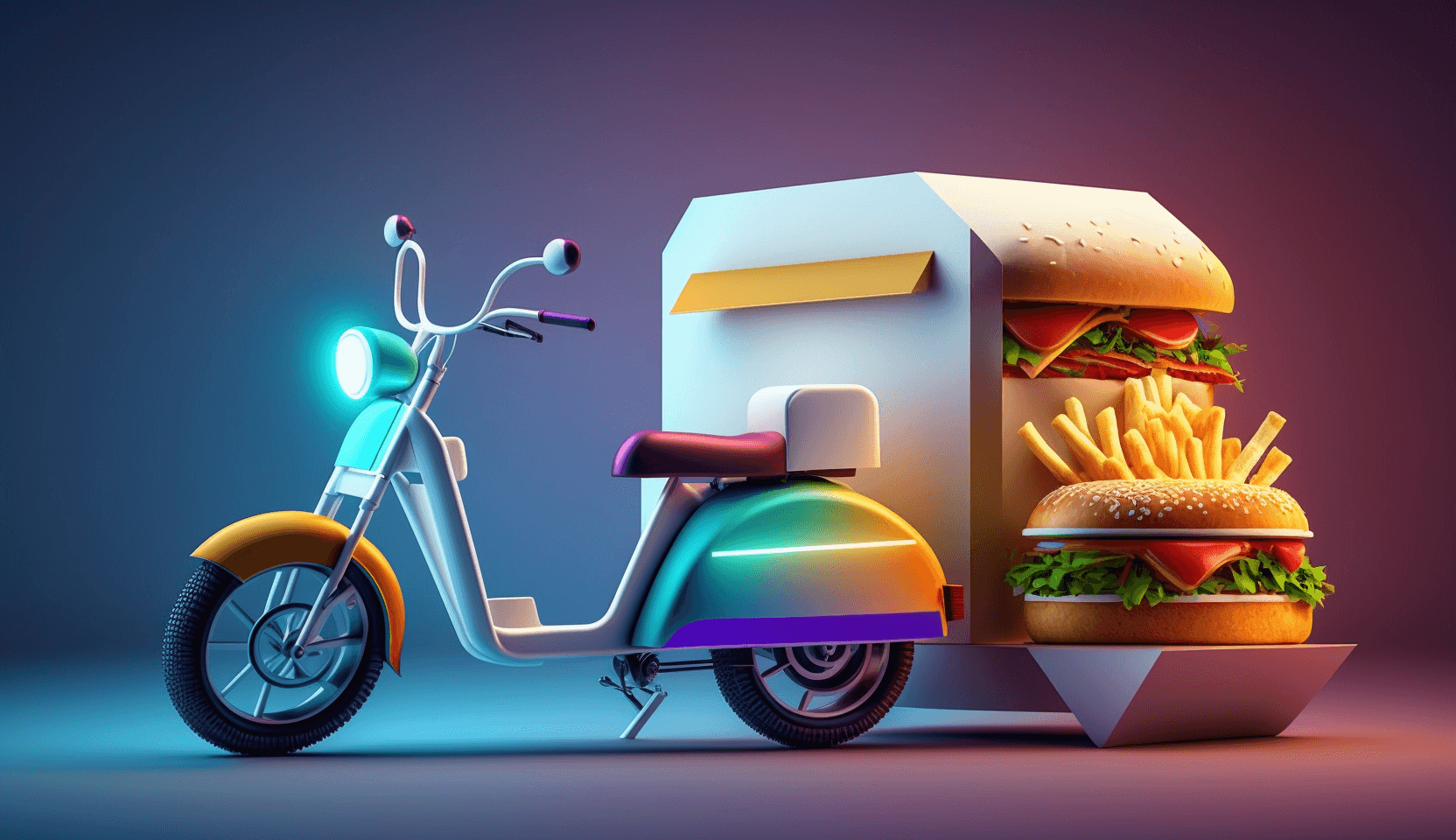 a photo of a fast food delivery bike