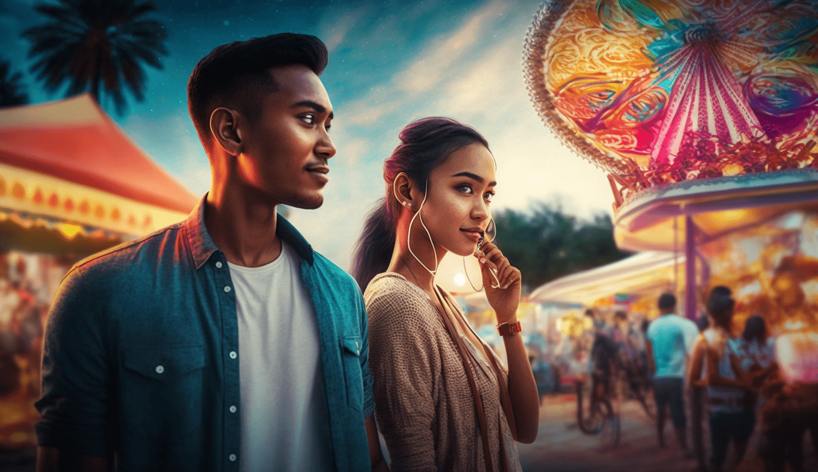 A photo of a couple at a state fair
