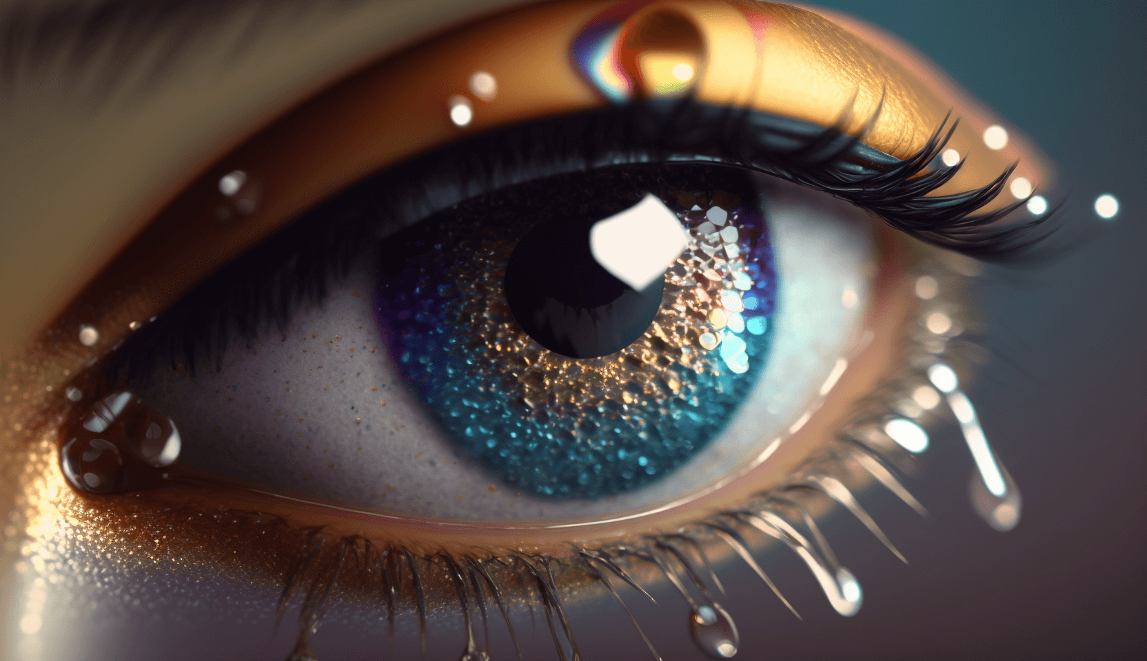 A photo of an eye shedding a tear