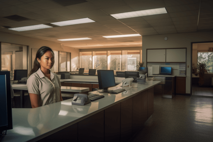 clerk behind the counter
