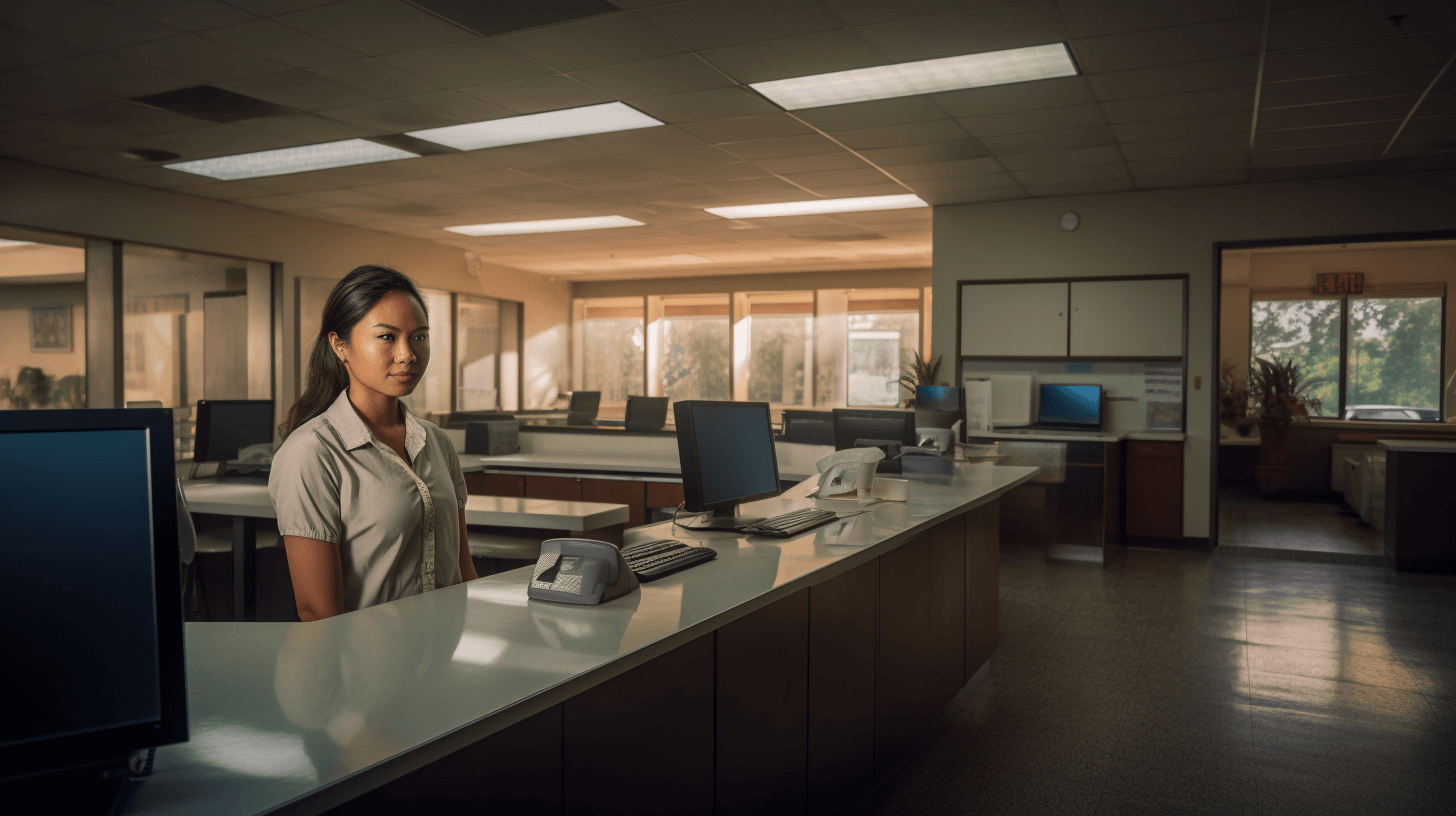 clerk behind the counter