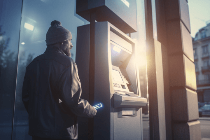 A man at a ATM machine