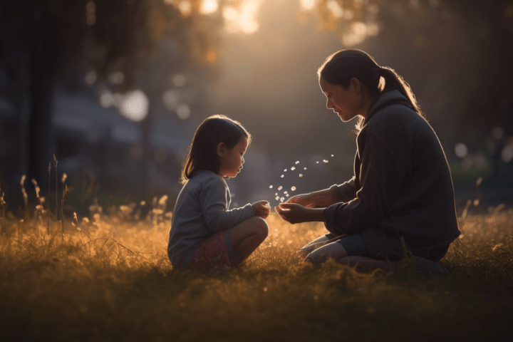 A mother and her child in the park
