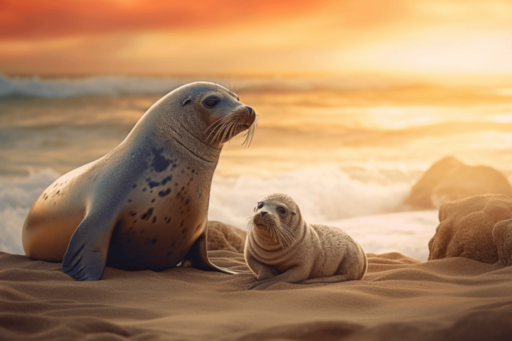 A seal and her pup