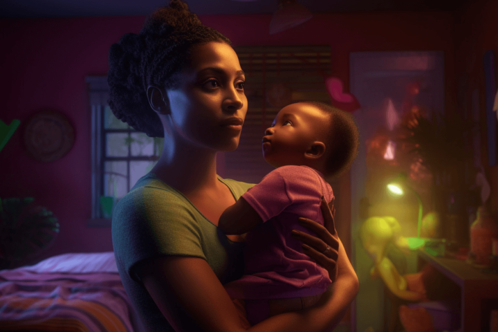 A black mother and her baby