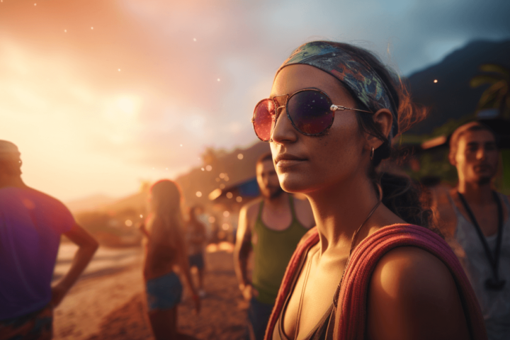 A photo of people in hawaii enjoying the sunset