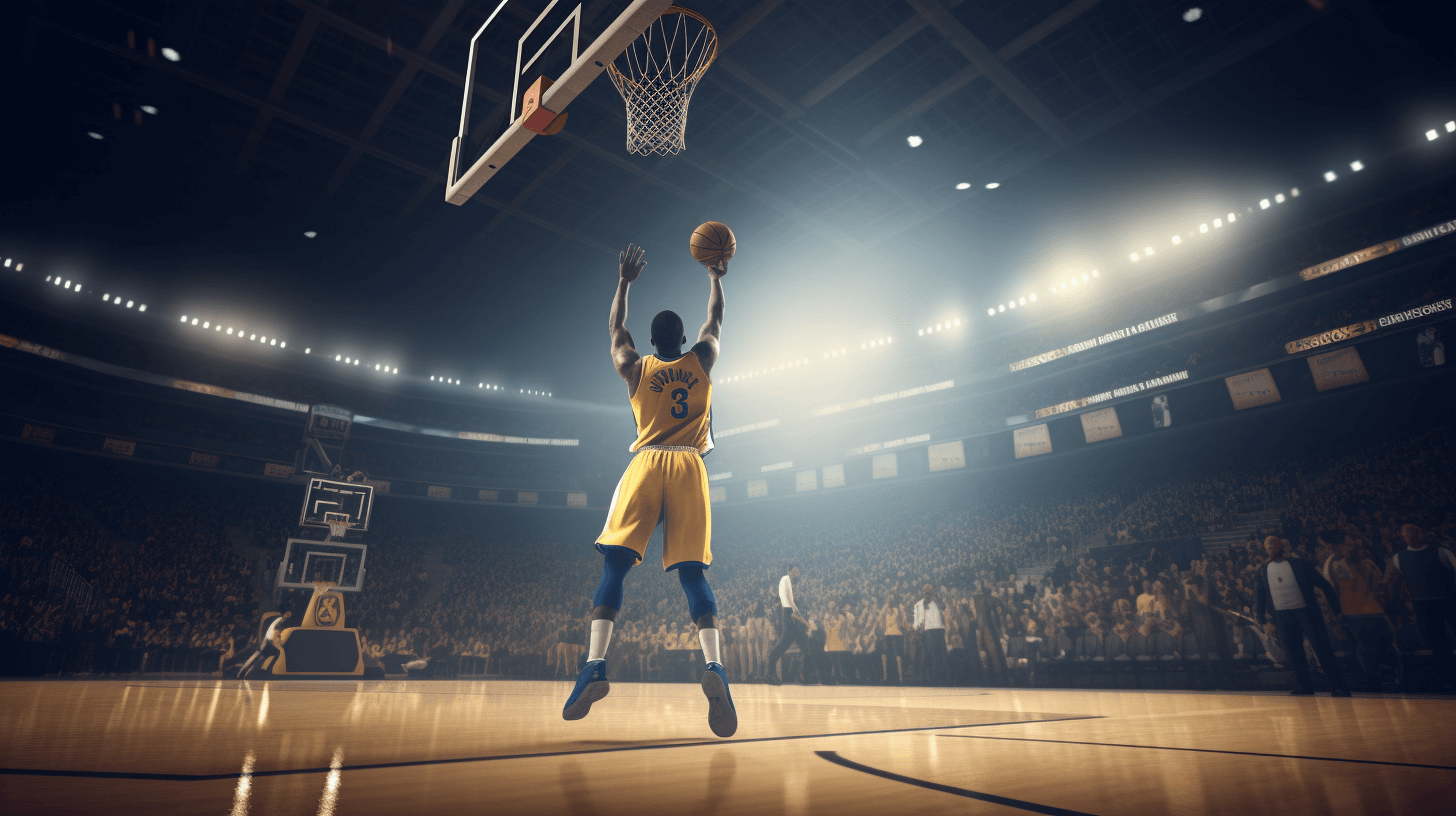 A NBA player dunking a ball