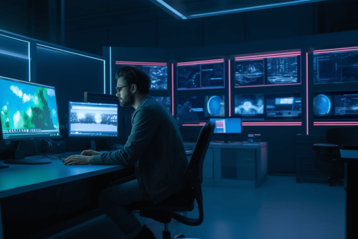 A tech guy in a tech lab securing the web.