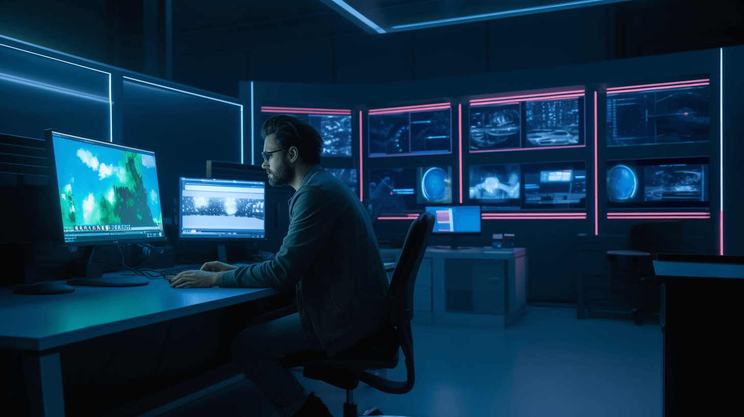 A tech guy in a tech lab securing the web.