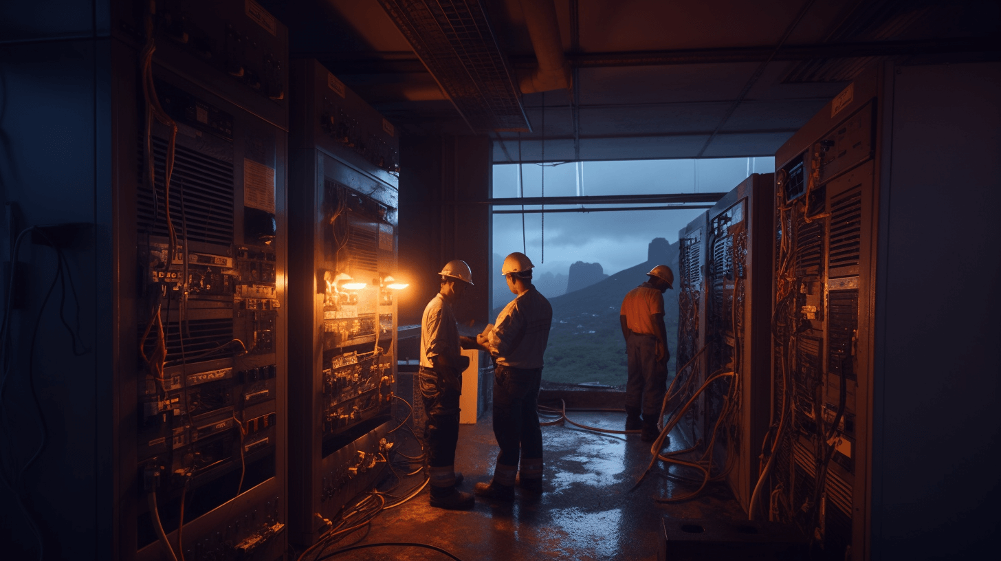 power outtage, crew working to put it back together