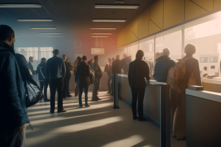 citizens lined up at the tax office