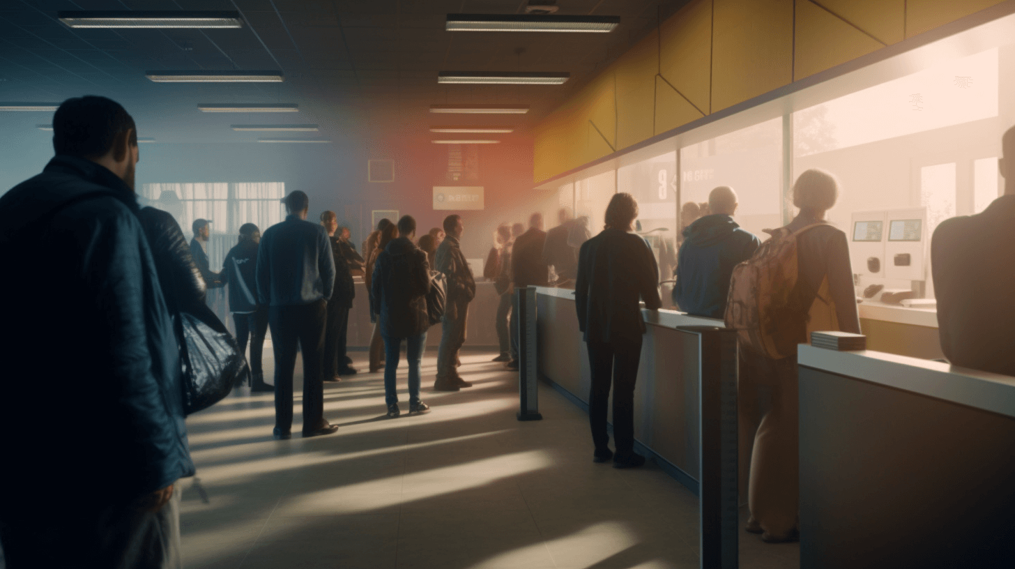 citizens lined up at the tax office