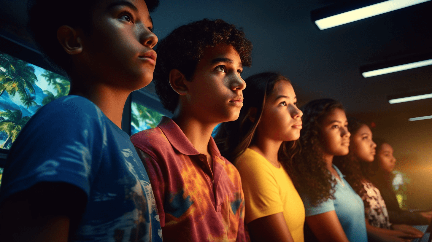Teenagers in a classroom in Hawaii