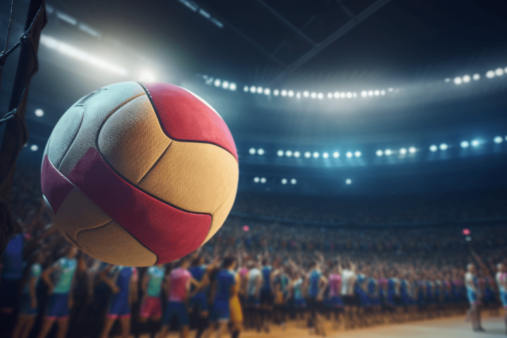 crowded volley ball game