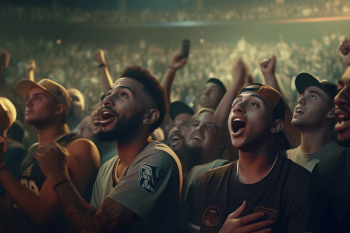 Excited sports fans