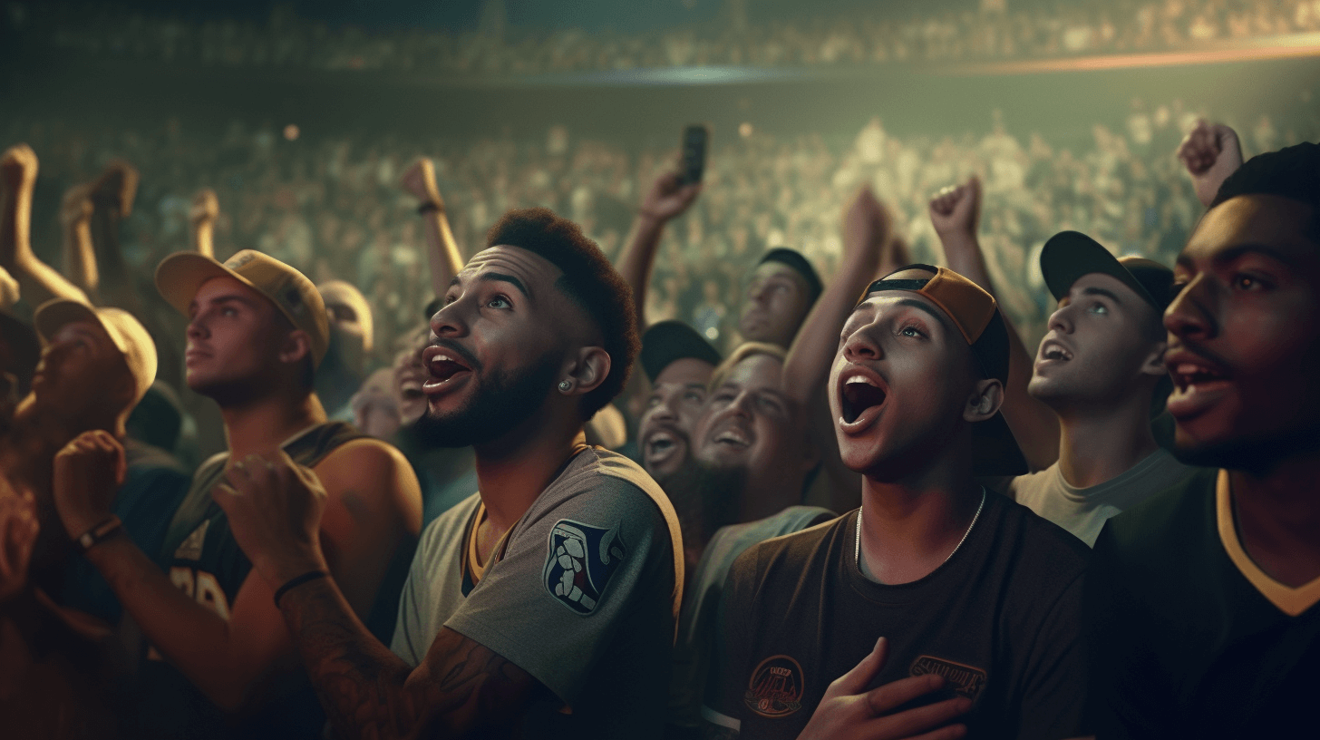 Excited sports fans