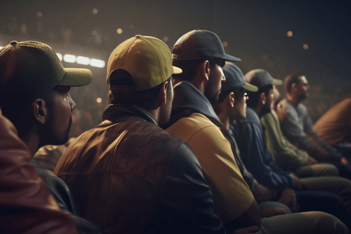 Sports fans at a baseball game