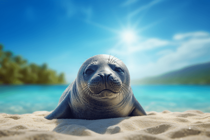 A baby seal, seal pup, monk seal pup