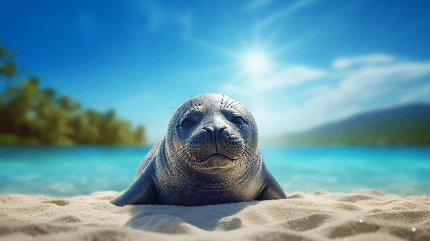 A baby seal, seal pup, monk seal pup
