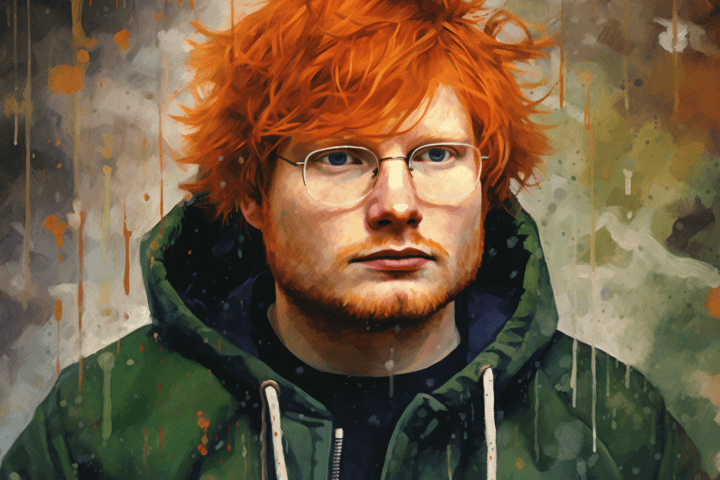 a oil painting on Ed Sheeran.